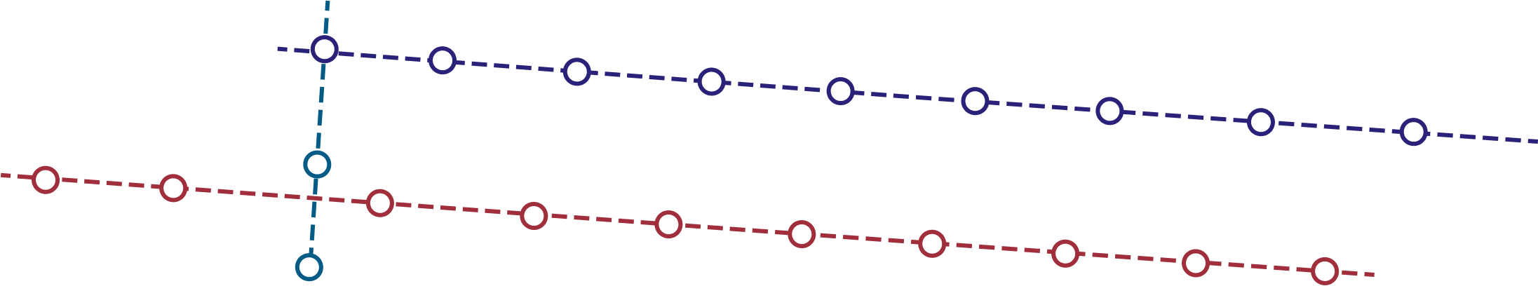 Decorative element with dots and dashes, meant to resemble a transit map